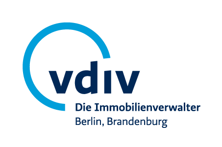 Logo: hellblaue Linie in Kreisform mit blauem Schriftzug vdiv Die Immobilienverwalter Berlin, Brandenburg
